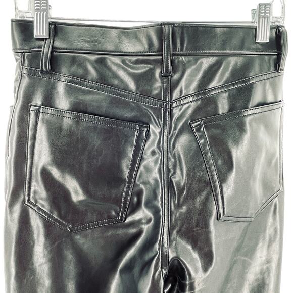 Abercrombie & Fitch Black Vegan Leather 90s Straight Ultra High Rise Pants 28/6 - Picture 7 of 13